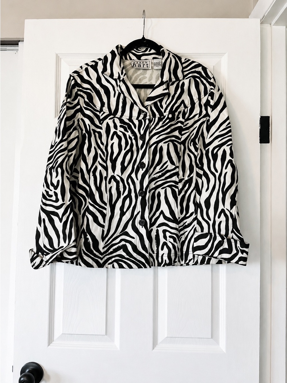 KEREN hart Black & White Zebra Print Jean Jacket